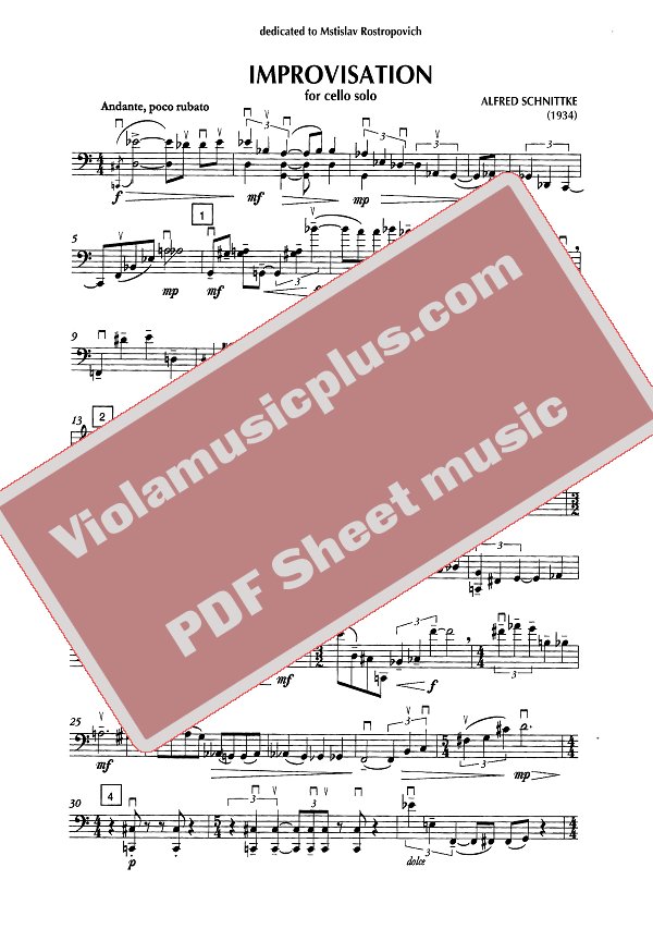 Schnittke Improvisation for cello solo op.237 Cello sheet music