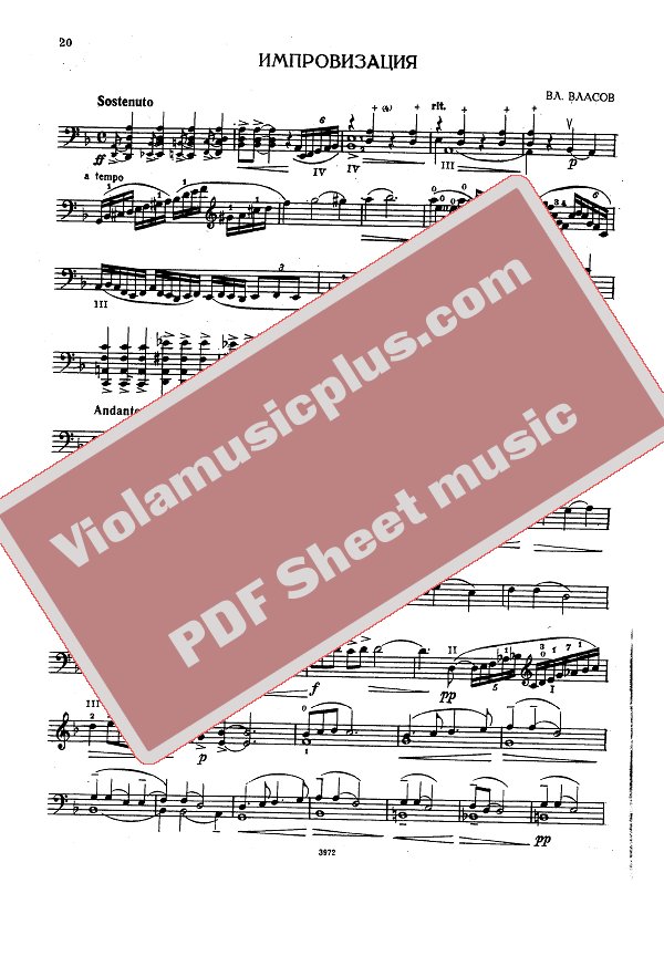 Vlasov Improvisation for cello Cello sheet music