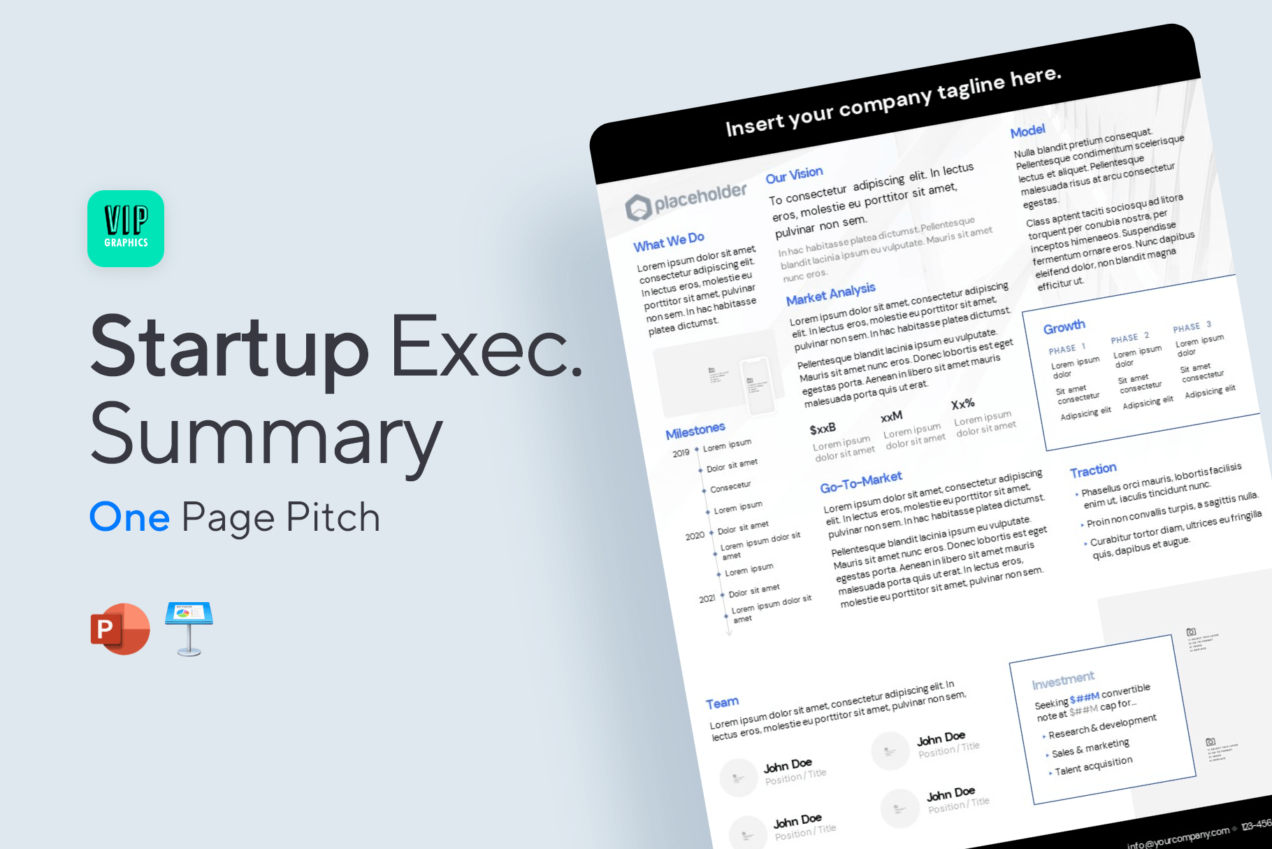 1Pager Executive Summary (.PPTX / .KEY) VIP Graphics