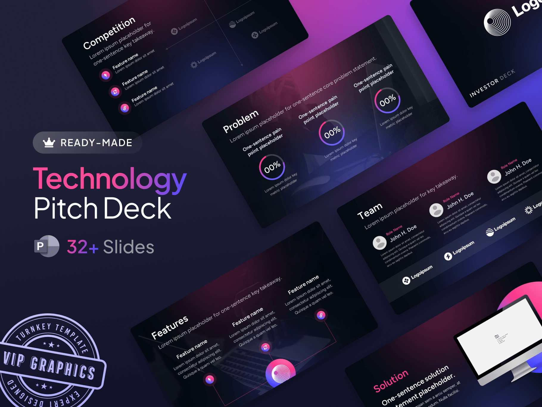 Tech Startup Pitch Deck Design VIP Graphics