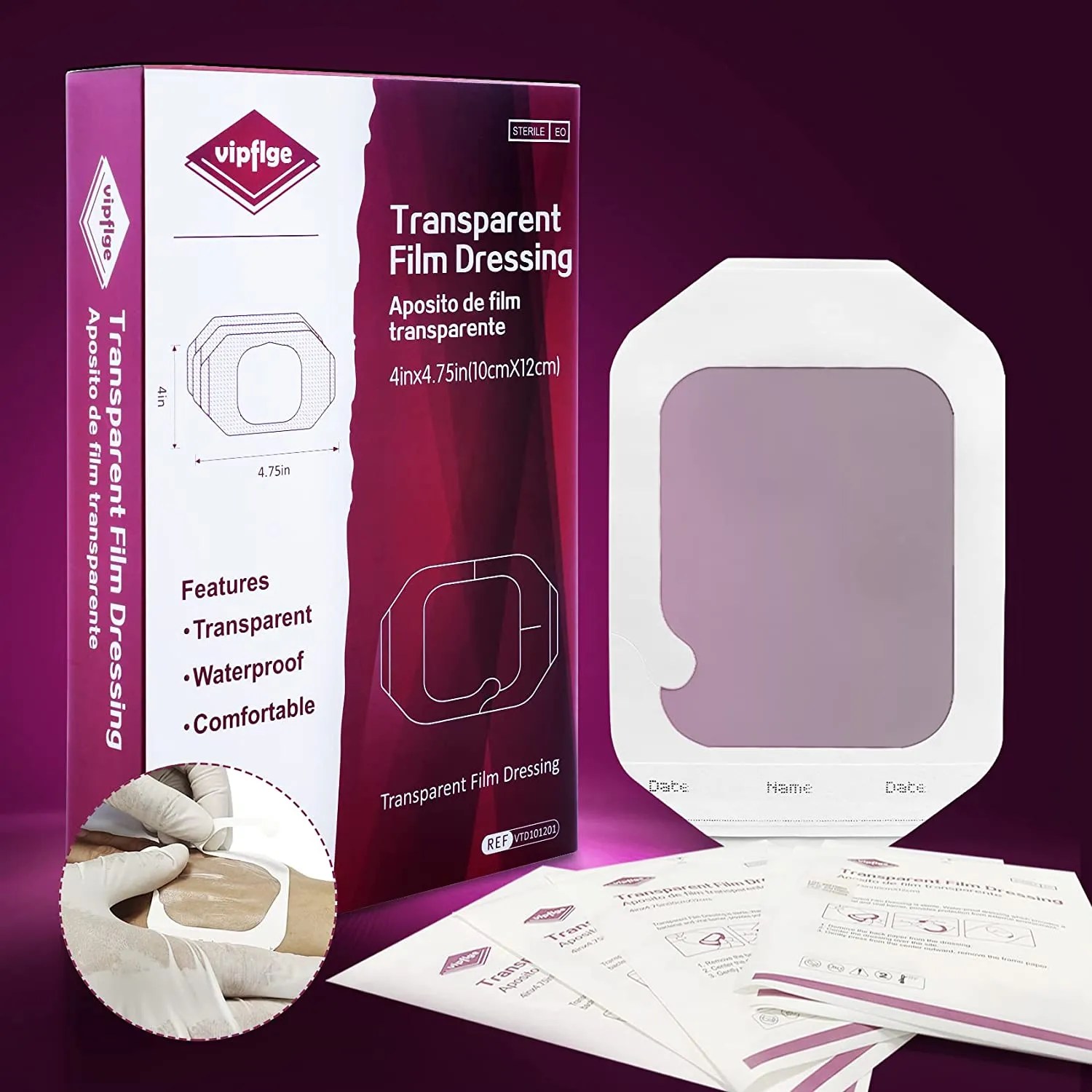 Transparent Dressing, Waterproof Wound Cover Bandage, 4″x4.7″ 50 Pack