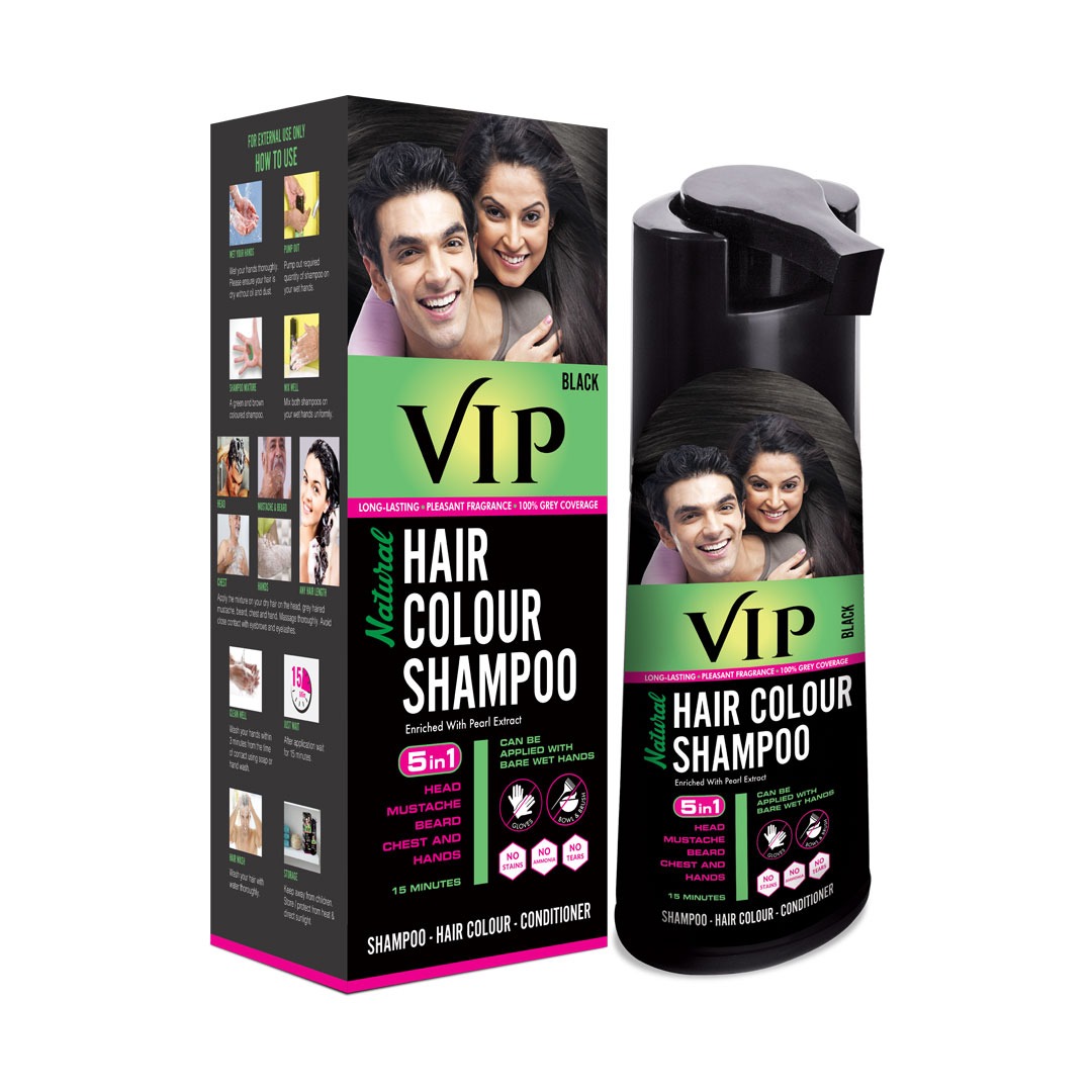 VIP HAIR COLOURSHAMPOO 180ML BLACK VIP Hair Colour Shampoo