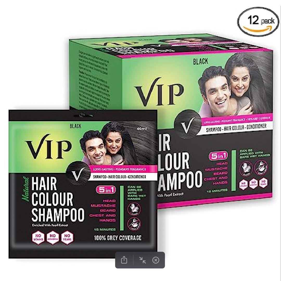 VIP Hair Colour Shampoo 40ml Black Pack of 12 VIP Hair Colour Shampoo