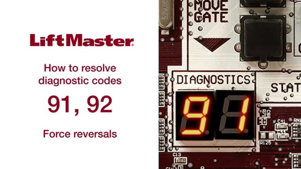 LiftMaster Error Code 91 thru 92 Force Reversals and Stoppages 804