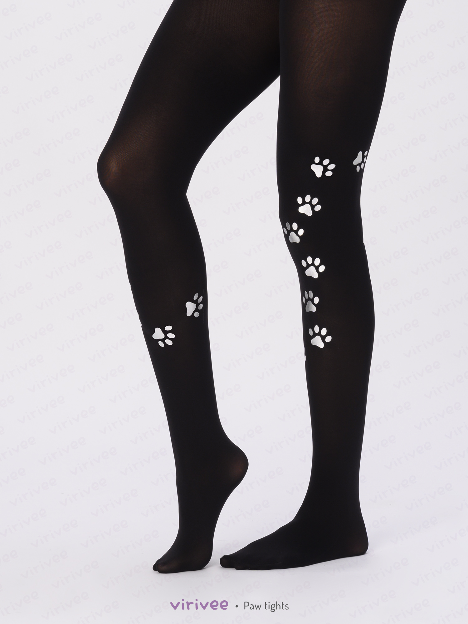Paw print tights in silver or gold Virivee Tights Unique tights