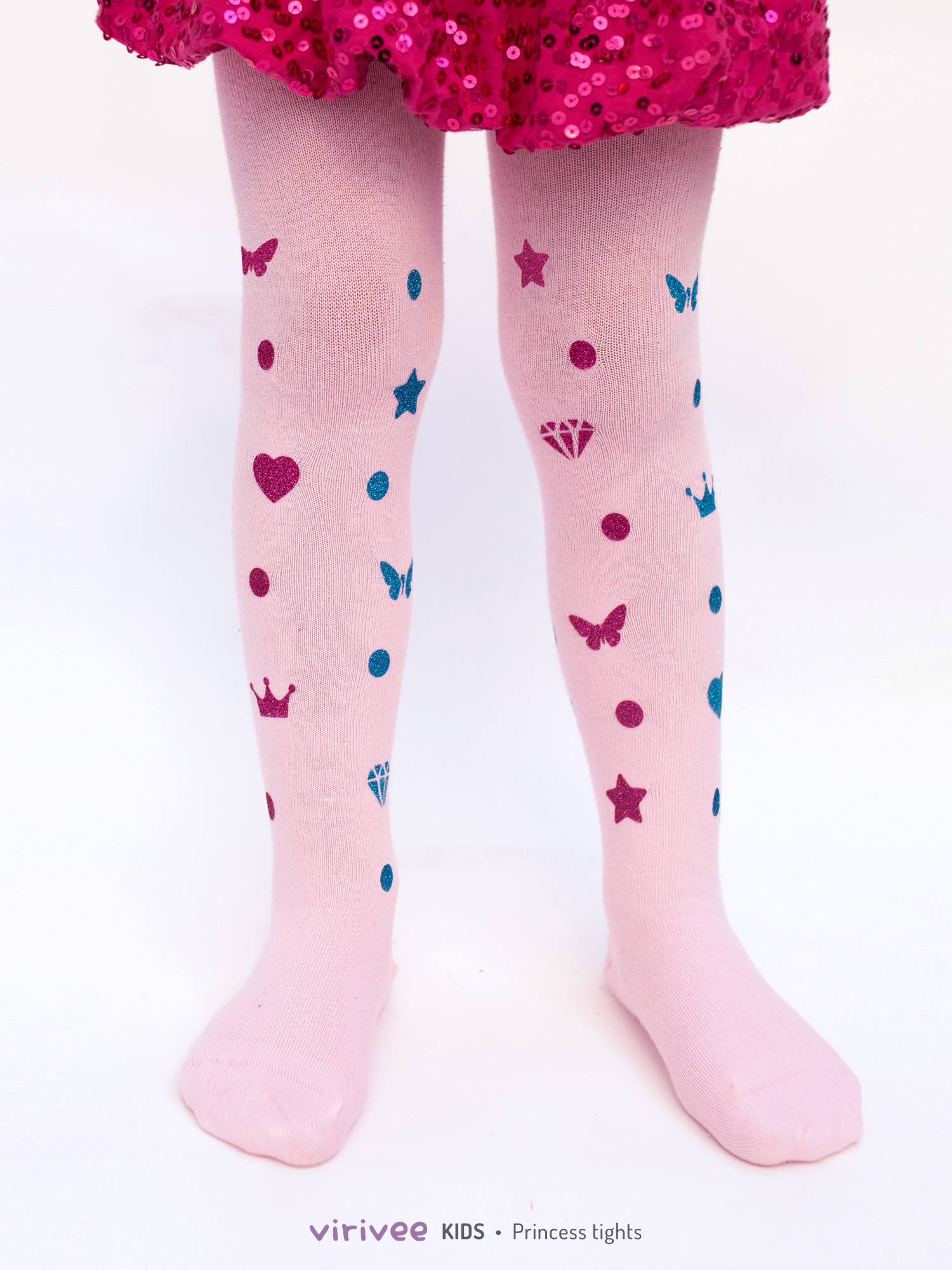 GLITTER princess cotton tights for kids Virivee Tights Unique
