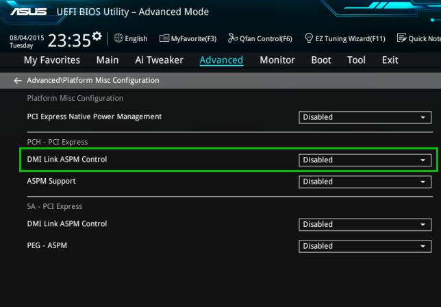 pcie aspm support что это в биосе