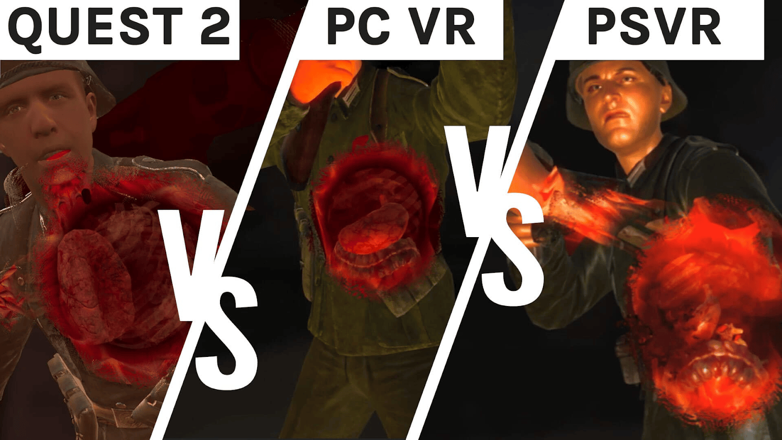 Comparaison graphique de Sniper Elite VR Quest 2 vs PSVR vs PC