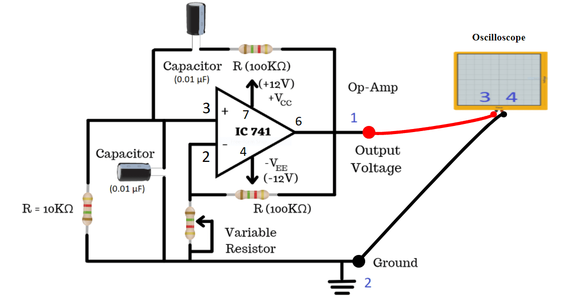 Wien bridge oscillator using operational amplifier