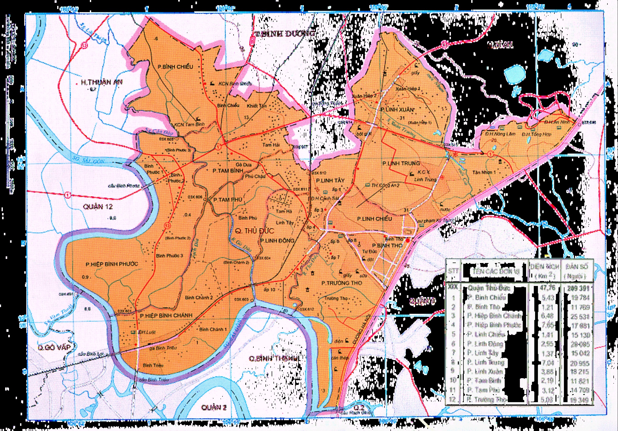 Thu Duc Vietnam Map Bản đồ Quận Thủ Đức của TP. HCM Virtual Saigon