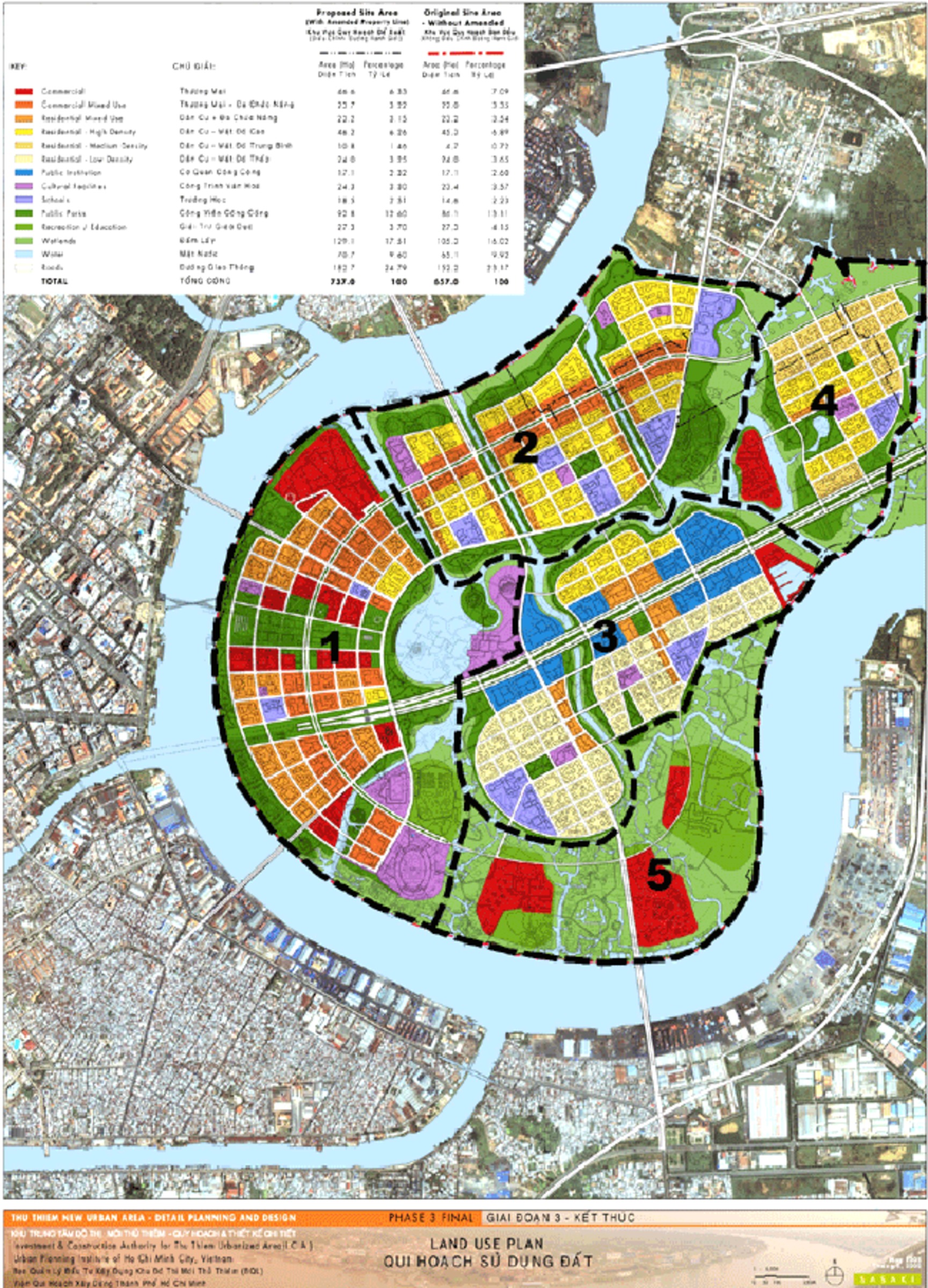 Thu Thiem new urban area detail planning and design. Land use plan