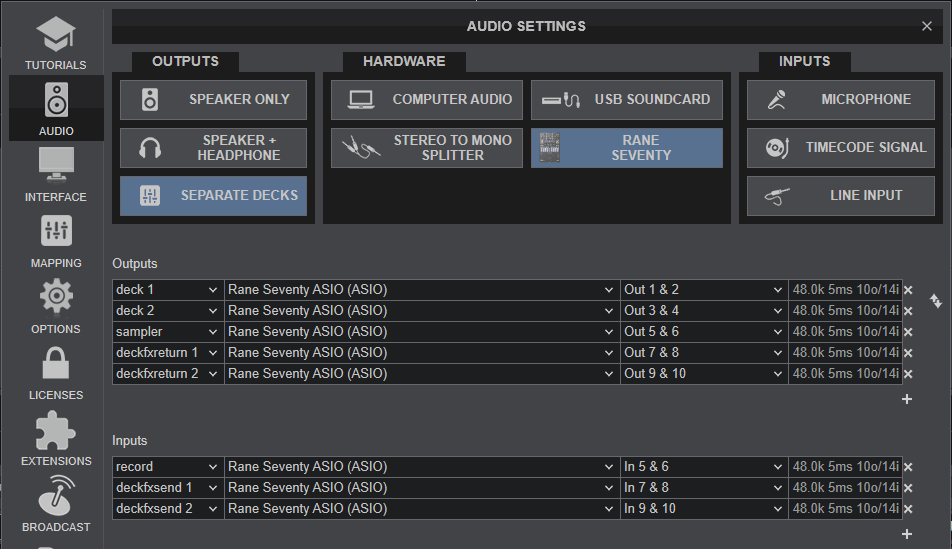 VirtualDJ - Hardware Manuals - Rane - Seventy - Setup