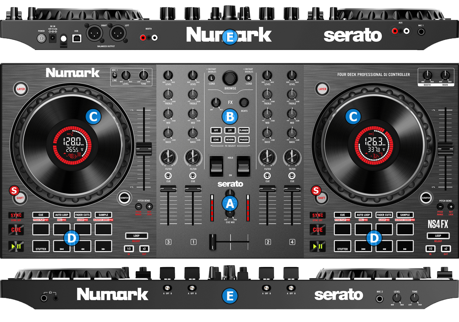 VirtualDJ - Hardware Manuals - Numark - NS4FX - Layout