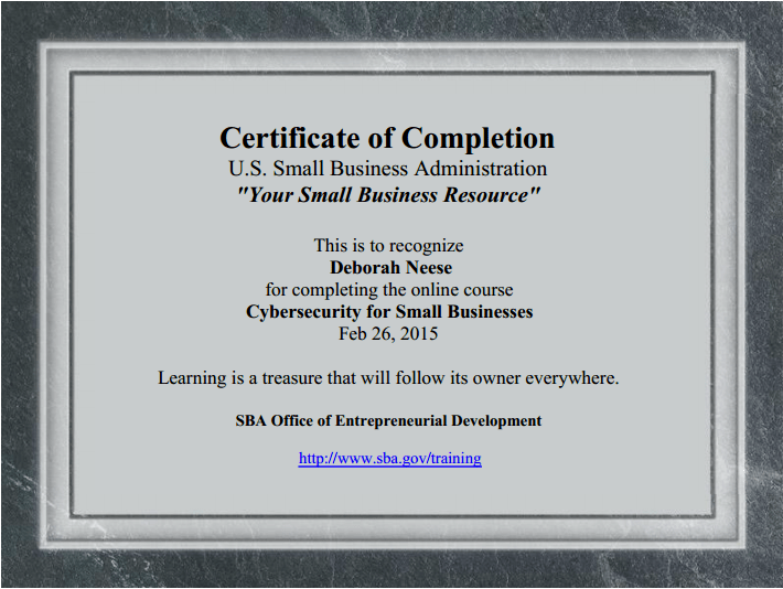 cybersecurity certificate OFFSHOOT Virtual Landscape Services
