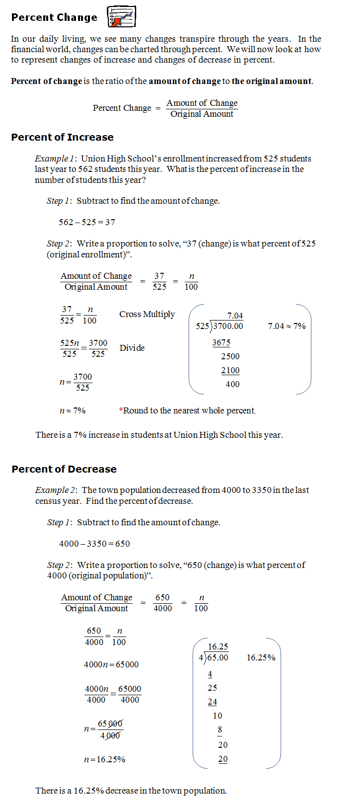 Basic Percent Applications