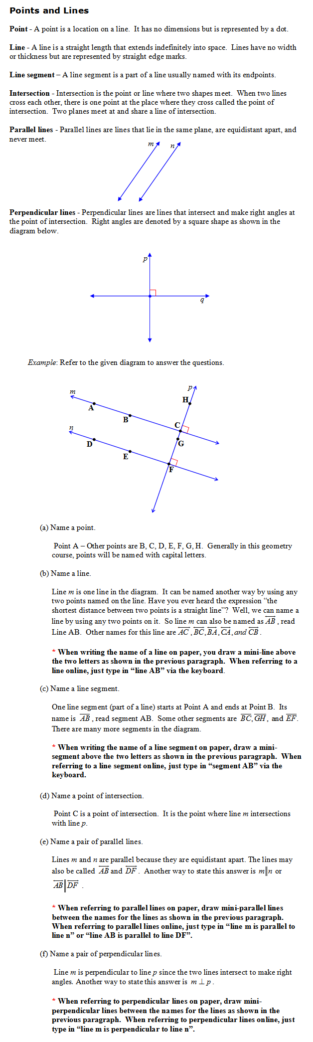 Points, Lines, Planes, and Angles