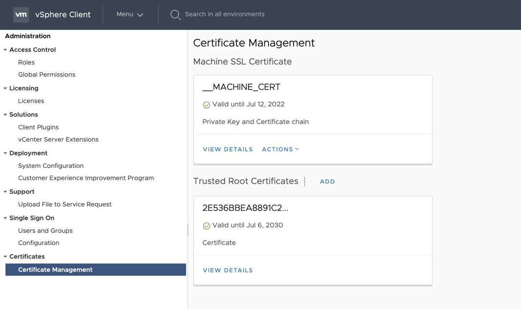Install Free SSL Certificate for vSphere 7 Home Lab