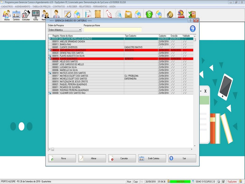 Programa para Gerenciar curso com Agendamento e Contrato v2.0