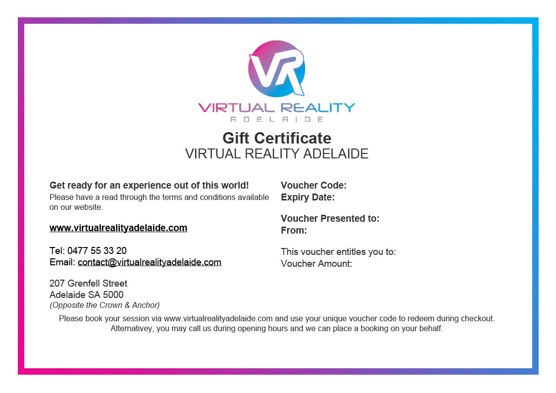Gift Voucher Virtual Reality Adelaide