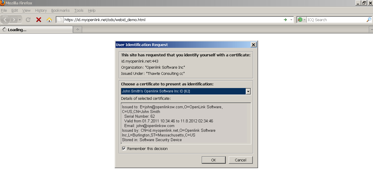 As result should be presented the ODS Log in form. Click the WebID ? Login