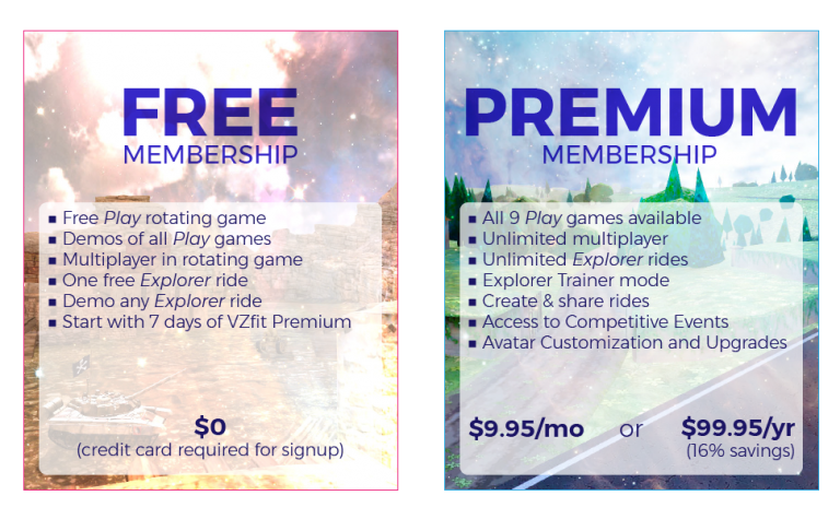 New Membership Pricing, Including Free Tier VZFIT