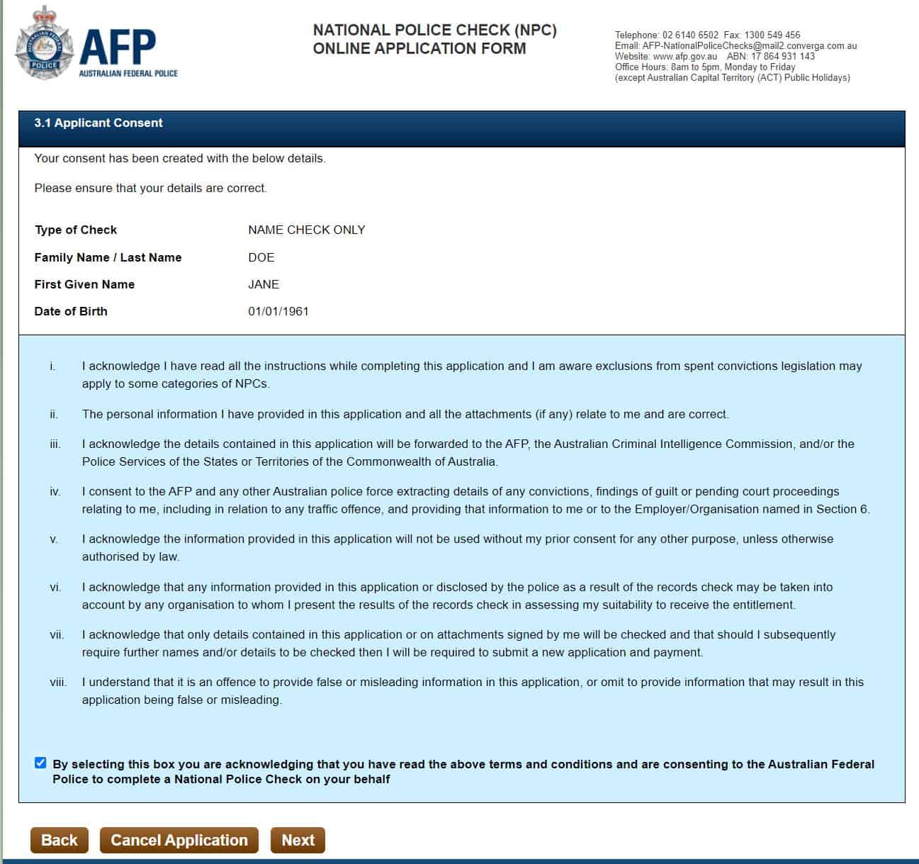 Police Check AFP Visa Envoy