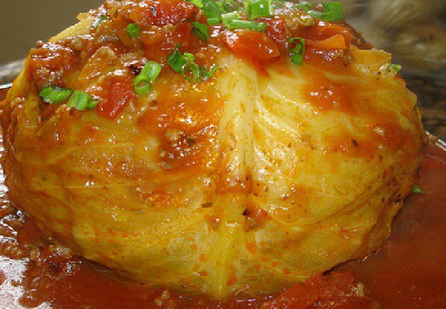 Repolho Recheado com Carne Moída Visão Cidade