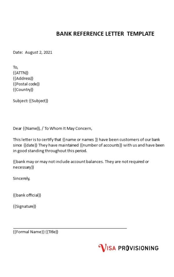 Bank Reference Letter, Template, Job, Chase, Sample, Bank of America