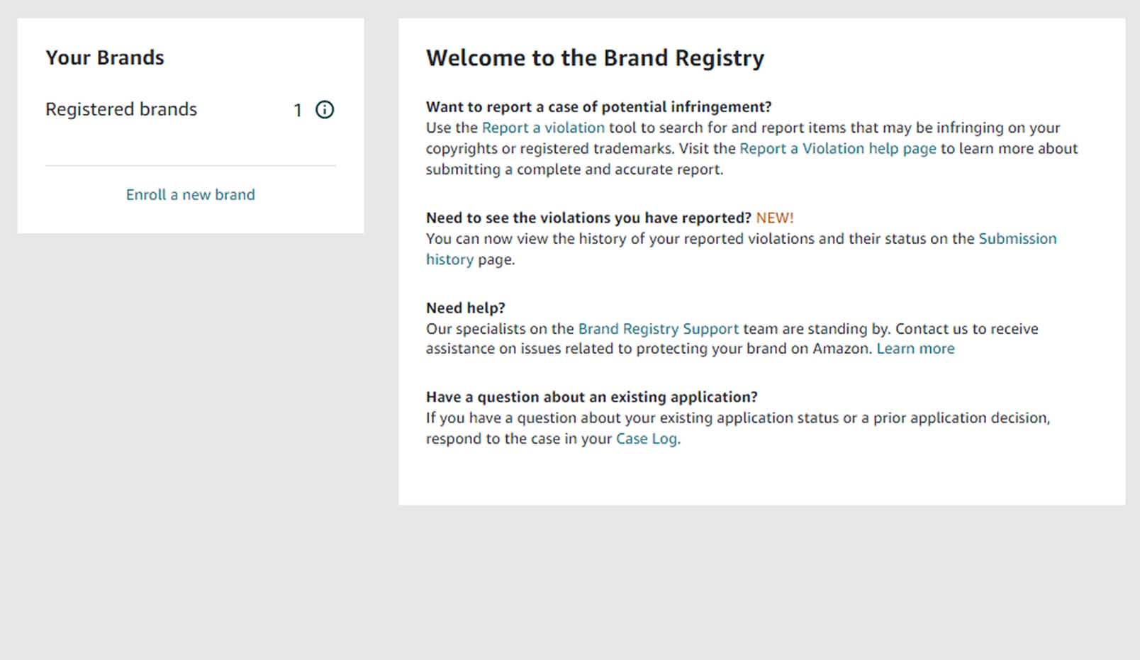 Amazon Brand Registry Support Vision Executors