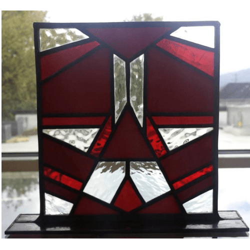 Stained Glass Red Stand with Shades of Red and Clear