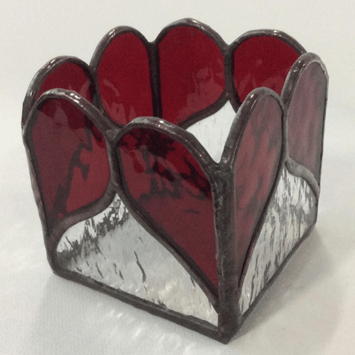 Red Heart Stained Glass Candle Holder