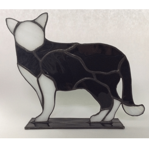 Art & Collectibles Stained glass white cat Glass Art