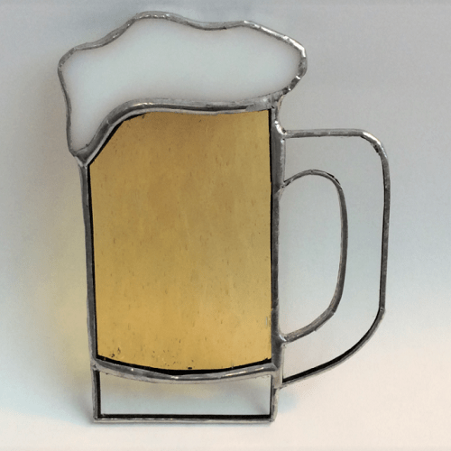 Beer Mug Stained Glass Ornament for Holiday Decorating