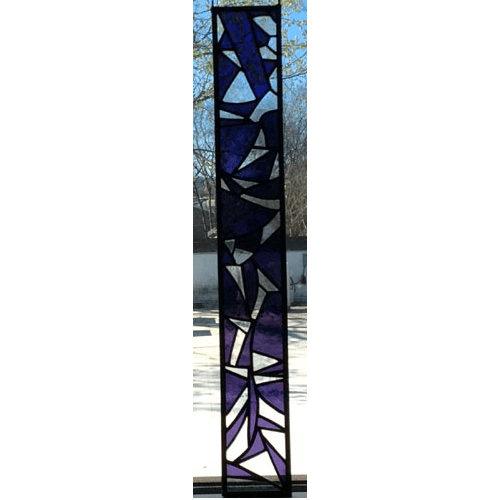 Stained Glass Purple Abstract Hanging Panel Made With German Glass
