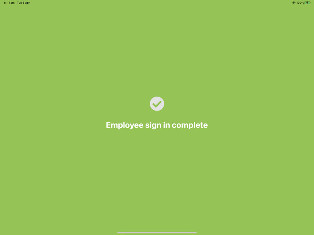 Sign in and Sign out confirmation messages Visitor Management System
