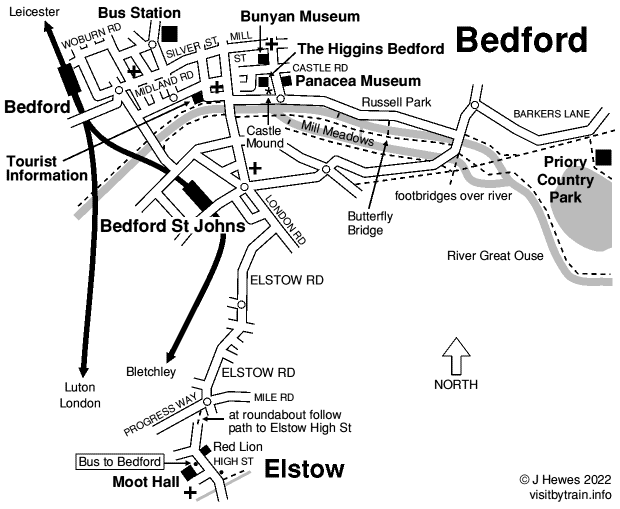 Visit Bedford by train Bunyan Museum, The Higgins, Priory Country