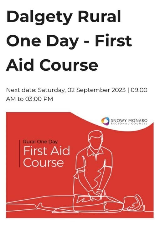 Dalgety Rural One Day First Aid Course Visit Cooma