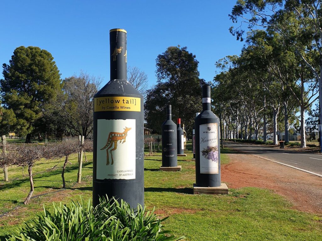 Griffith's Big Wine Bottles Visit Griffith