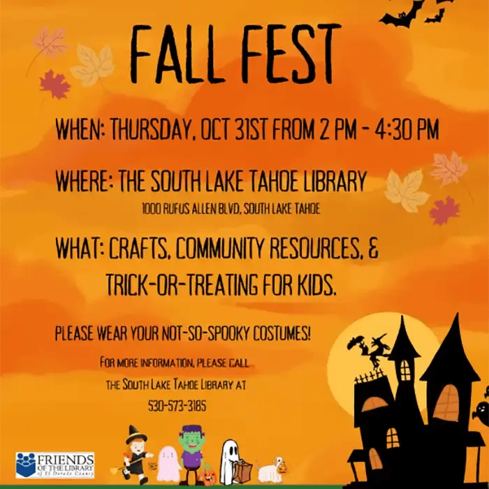 Fall Fest South Lake Tahoe Library Visit Lake Tahoe