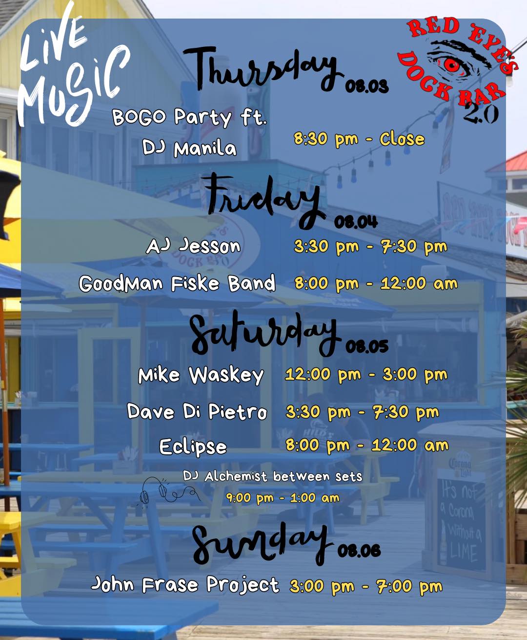 August at Red Eyes Dock Bar Visit Queen Anne's County