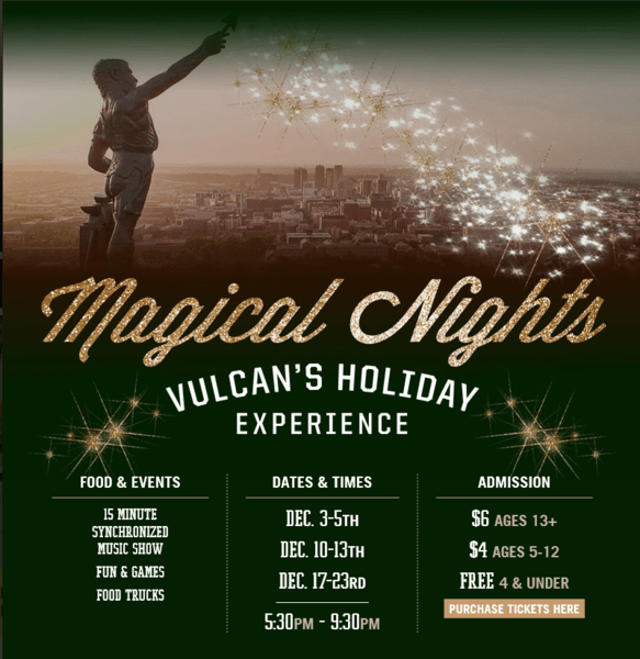 TICKETS NOW ON SALE FOR MAGICAL NIGHTS VULCAN’S HOLIDAY LIGHT