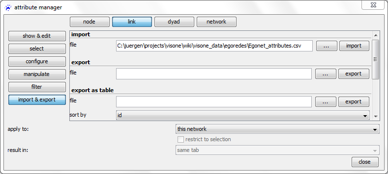 Data input (tutorial) visone manual