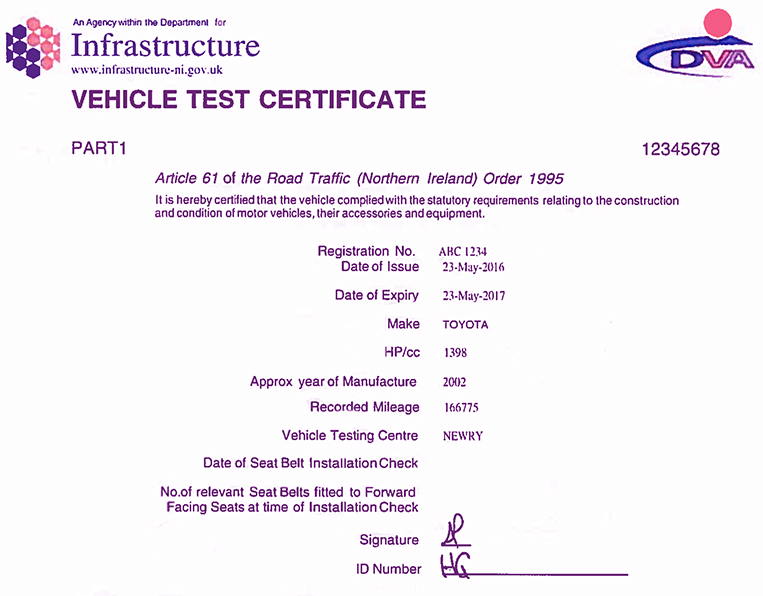 Vehicle Inspection Certificate