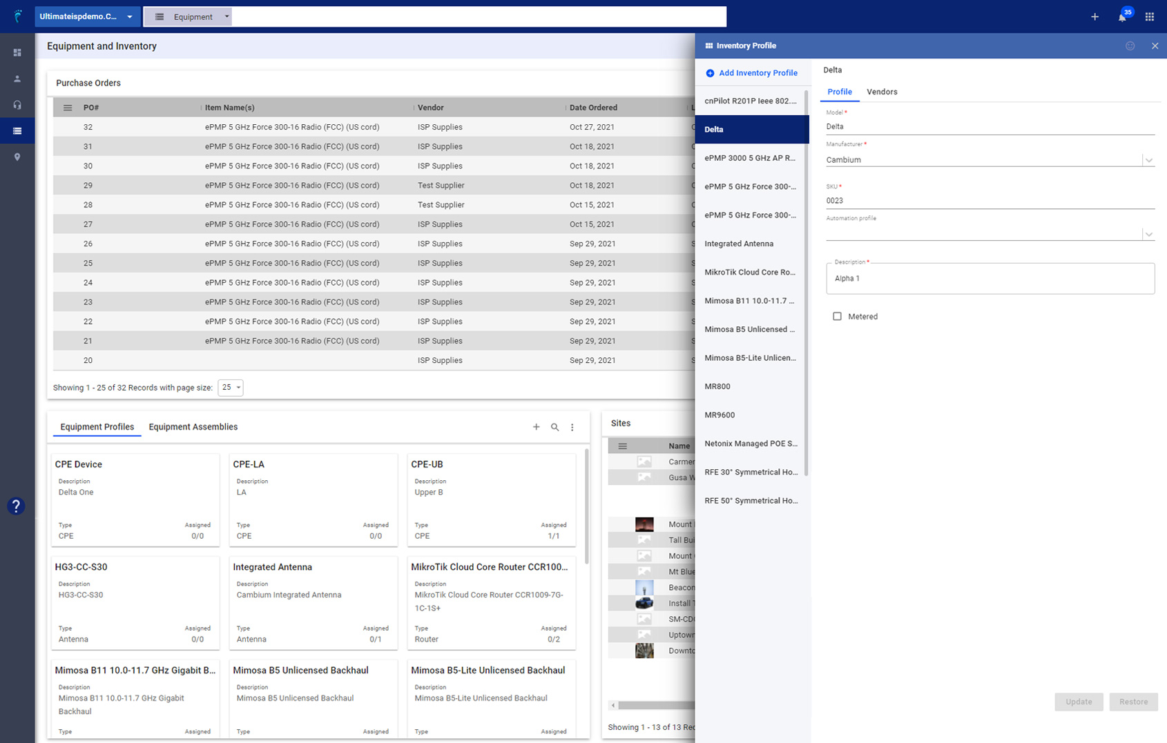 ISP Equipment System with Inventory Management