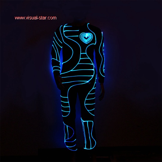 Led light costumes,led dance suit,light up skeleton costume