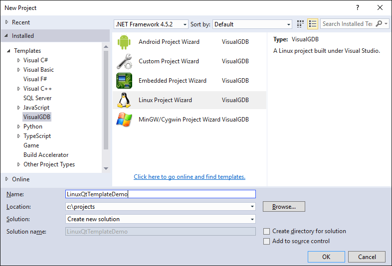 Creating Project Templates for Linux Projects VisualGDB Tutorials