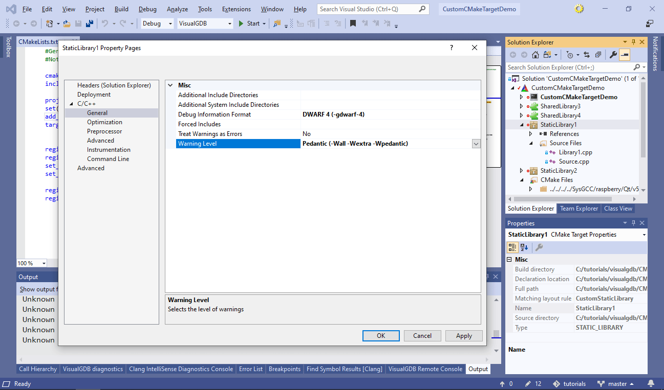 Using Custom CMake Target Properties with VisualGDB VisualGDB Tutorials