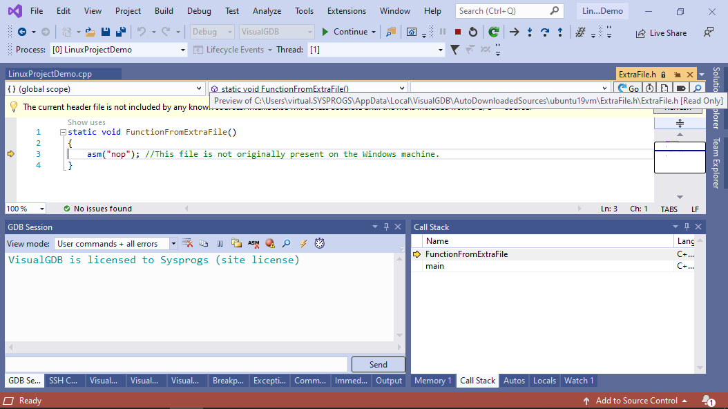 Automatic Source File Downloading VisualGDB Documentation