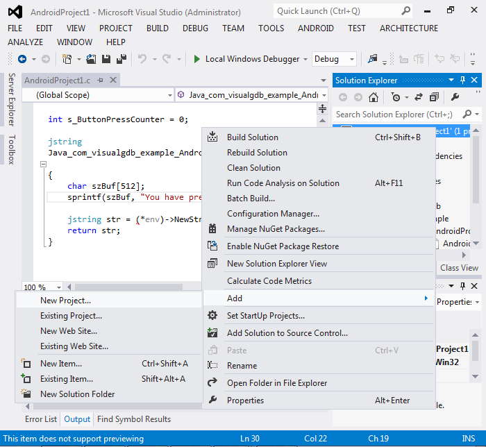 Creating native Android Libraries with Visual Studio VisualGDB Tutorials
