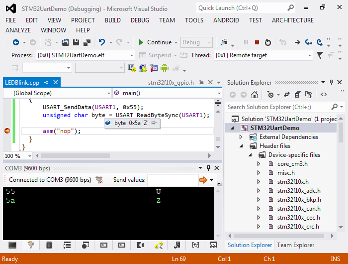 Using the STM32 UART interface VisualGDB Tutorials